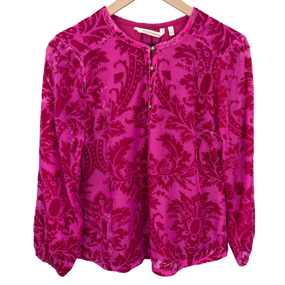NEW Soft Surroundings Reesha Velvet Top Sangria Womens Size S Boho Luxe Party